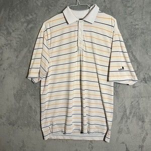 Footjoy Short Sleeve Polo White Striped‎ Men's Shirt Size Large West Lake